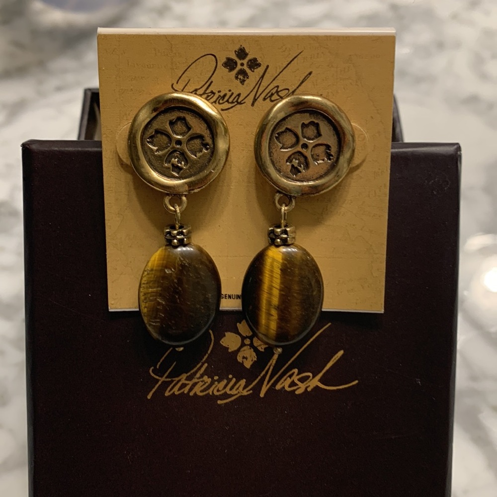 Patricia Nash brown and gold earrings. NWT. Never worn. Great for a gift.